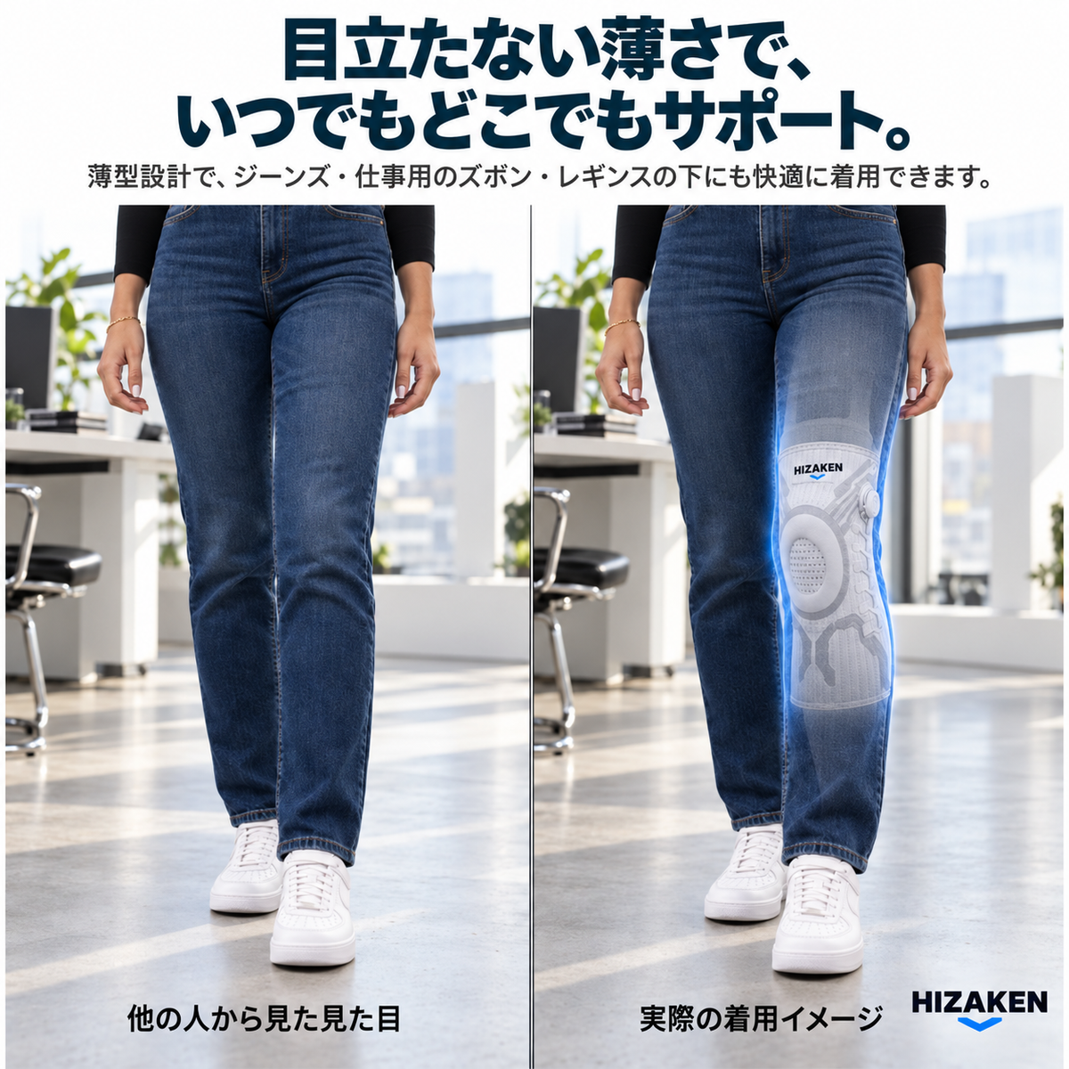一日中つけっぱなしでも快適な膝サポーター
